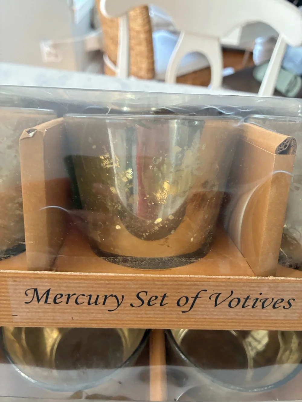 Mercury Glass Votive Candle Holder Set - Silver
